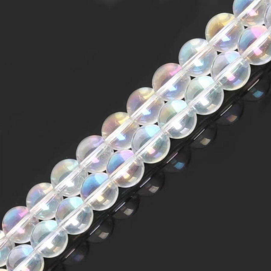 Natural Aura Clear Quartz Bracelets Beads Crown Chakra Bracelet Reiki Yoga Mala