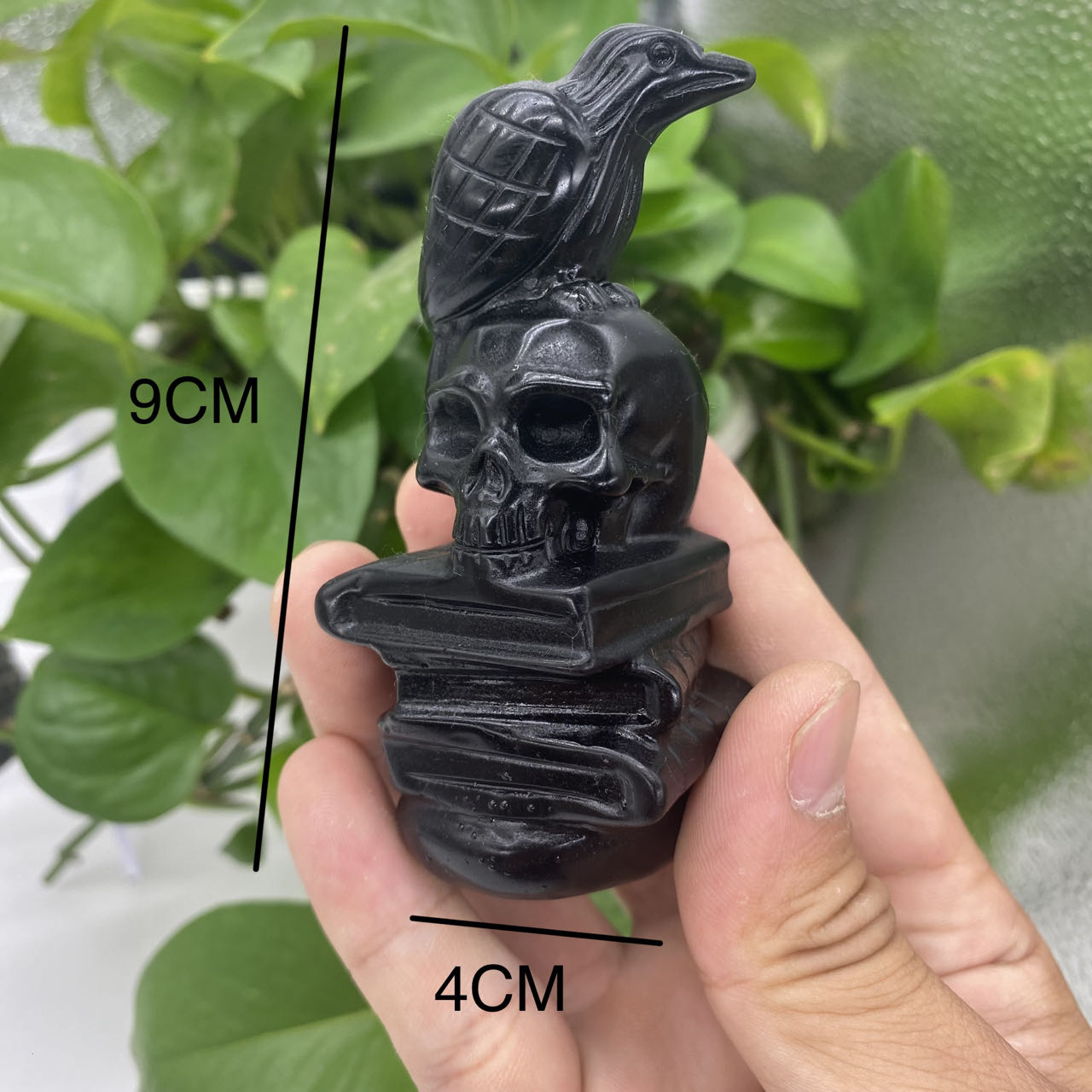 1PCS Hand-carved natural obsidian yooprelite crystal crow skull ornaments crafts