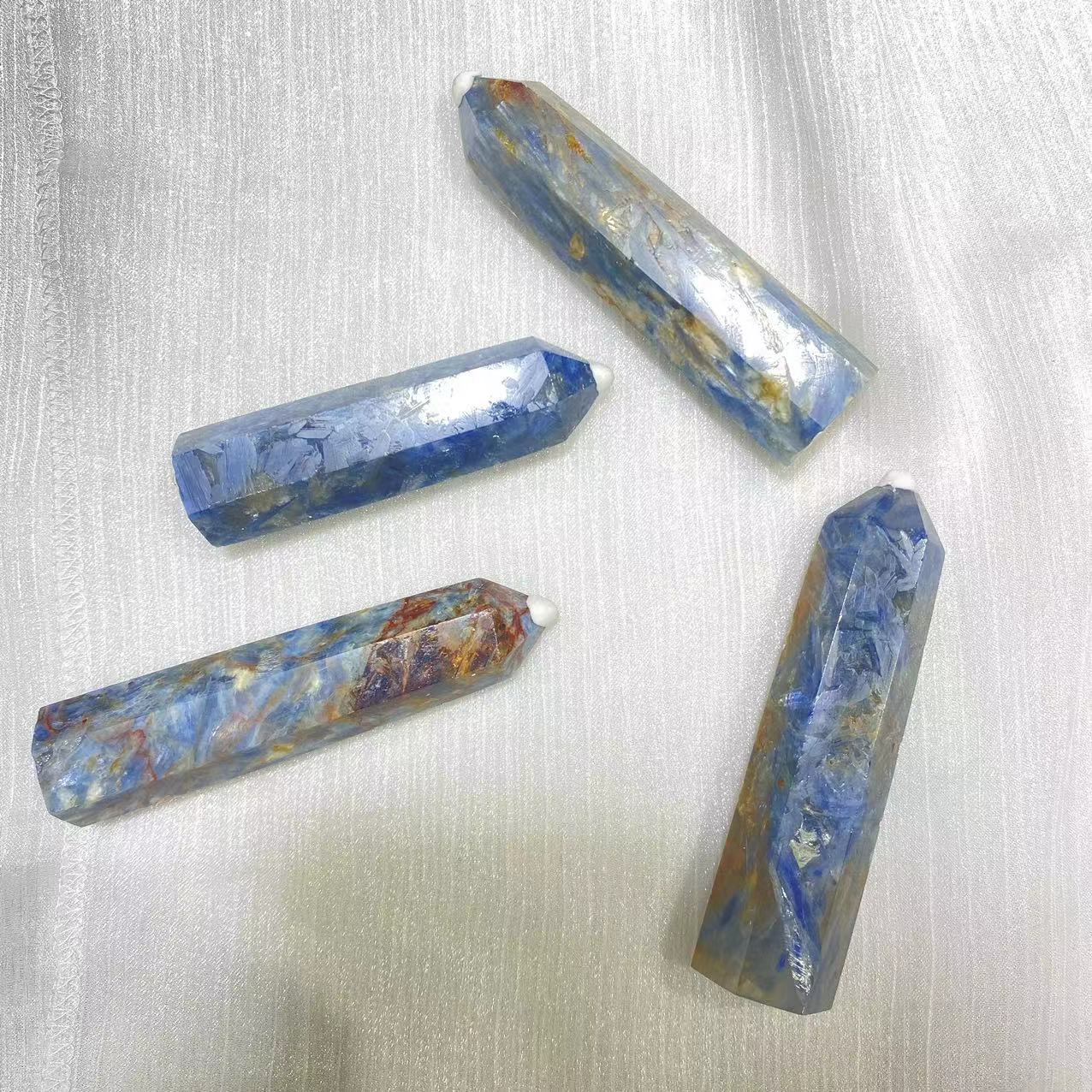 1pcs Natural kyanite tower symbiotic hexagonal ornament single pointed living room office