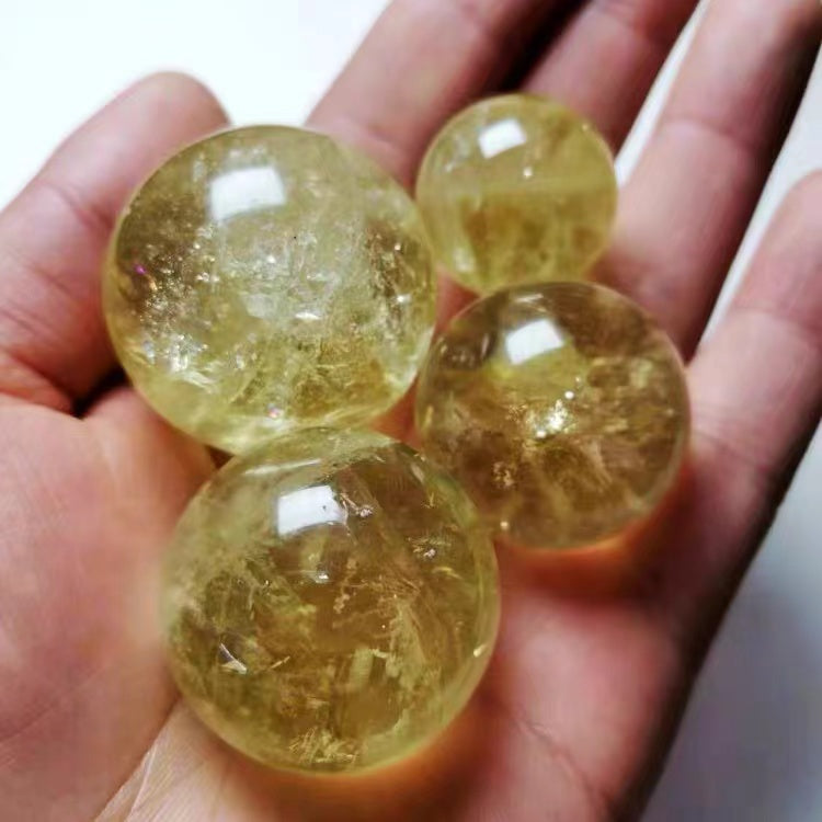 Natural crystal sphere citrine sphere decoration raw stone polishing