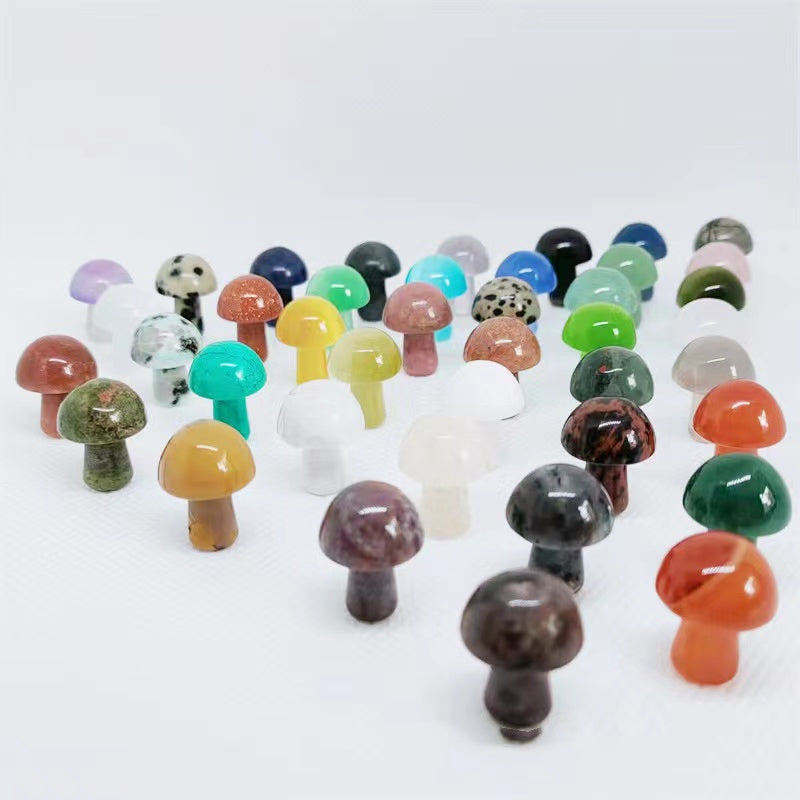 Natural Crystal 2CM mushroom mini small mushroom crystal agate crafts micro landscape decoration