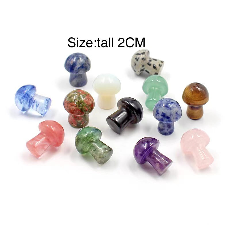 Natural Crystal 2CM mushroom mini small mushroom crystal agate crafts micro landscape decoration