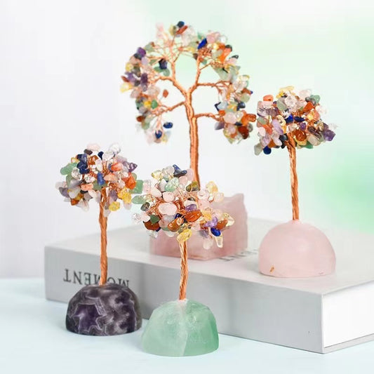 1 Pcs Colorful crystal seat crystal tree decoration crafts amethyst fortune tree home office desktop wishing tree decoration