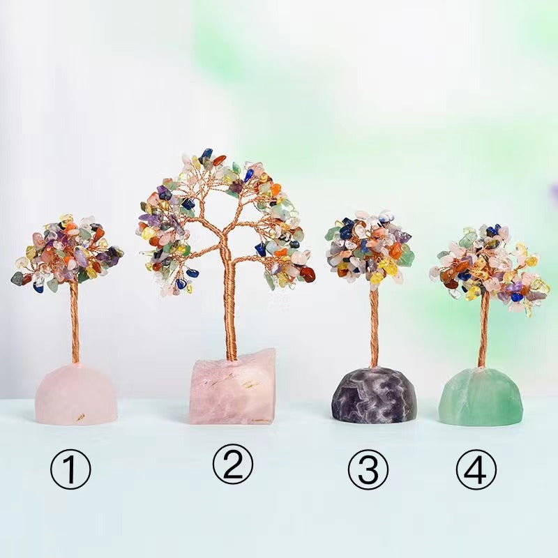 1 Pcs Colorful crystal seat crystal tree decoration crafts amethyst fortune tree home office desktop wishing tree decoration