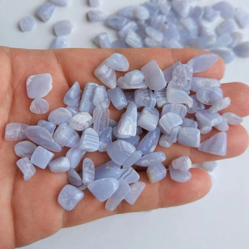 Natural blue lace agate 5-7mm chips bonsai paving manicure raw stone diffuser small particle crystal