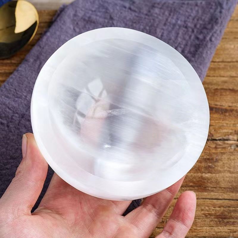 1PCS Natural crystal selenite gypsum stone bowl Crystal bowl degaussing meditation decoration home crystal crafts wholesale