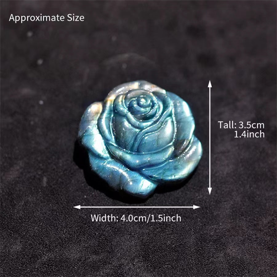 1 Pcs Natural crystal labradorite rose carved pieces for home decoration