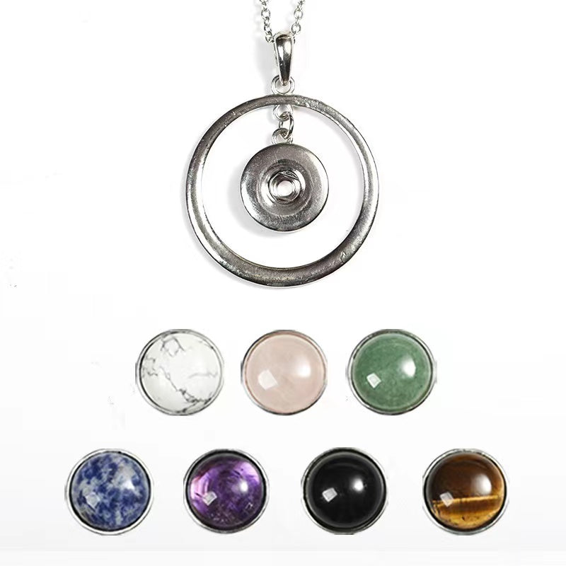 1 Pcs Personalized button crystal raw stone handmade diy pendant necklace material jewelry accessories