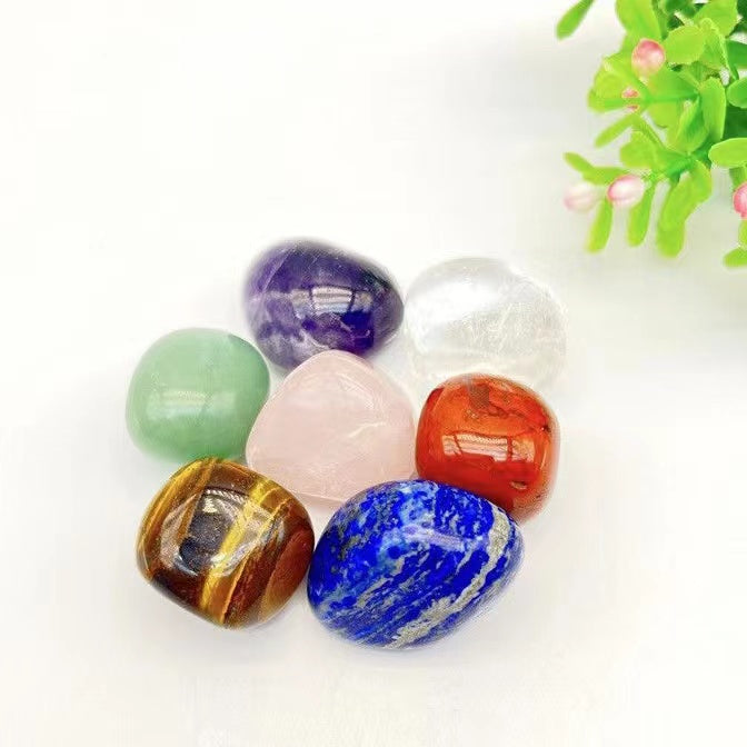 Natural crystal raw stone seven color gem polishing with Chakela set decoration