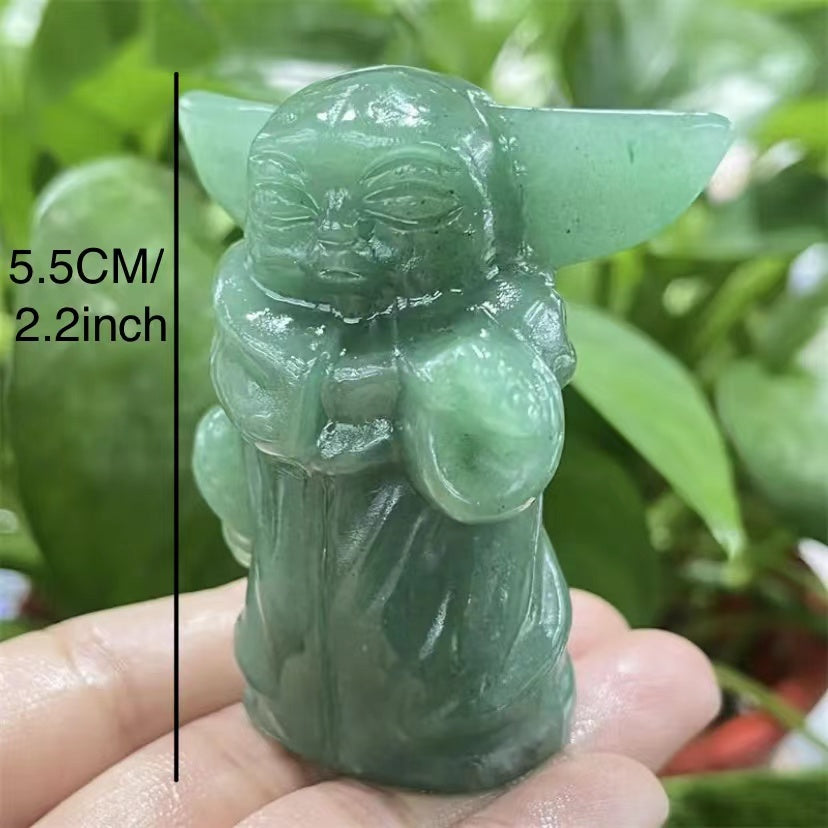 1 Pcs Green Aventurine handicraft Yoda carving natural crystal carving decoration