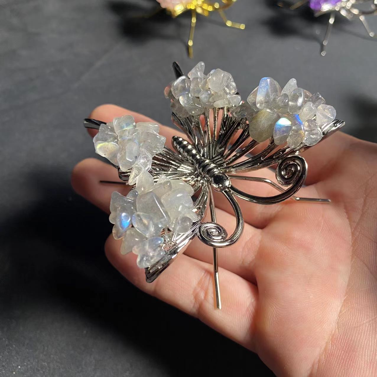 1PCS Creative crystal gravel butterfly ornaments crafts