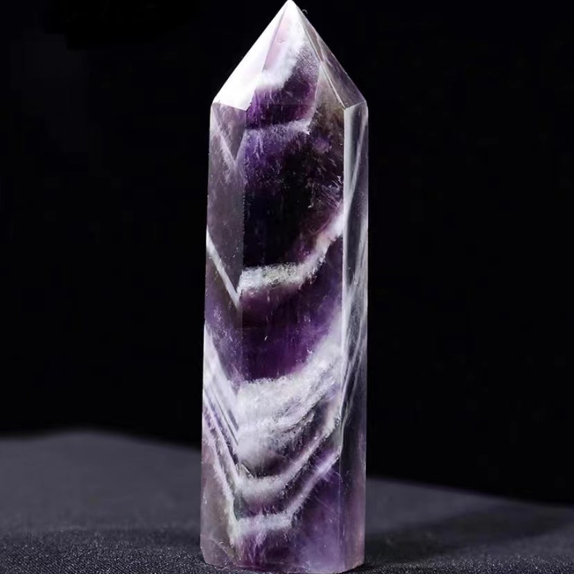 1 pcs Various materials of natural crystal tower powder yellow black amethyst column decoration home decoration landscape degaussing six-edge single-pointed column