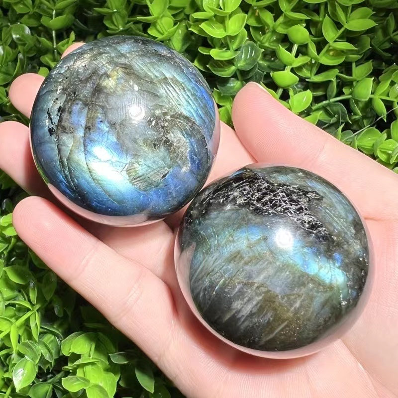 Natural crystal sphere labradorite sphere decoration raw stone polishing