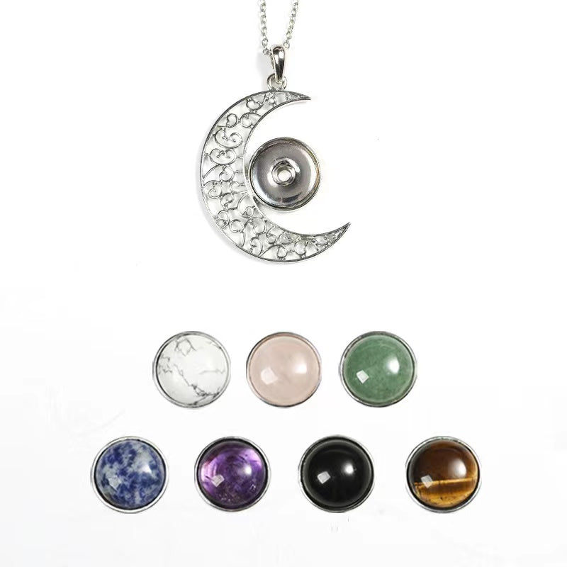 1 Pcs Personalized button crystal raw stone handmade diy pendant necklace material jewelry accessories