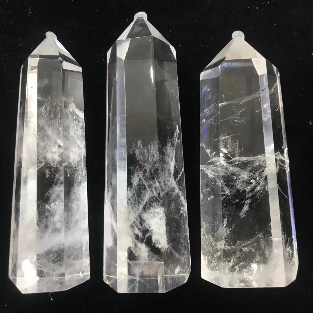 1PCS Natural clear quartz tower symbiotic hexagonal ornament single pointed living room office