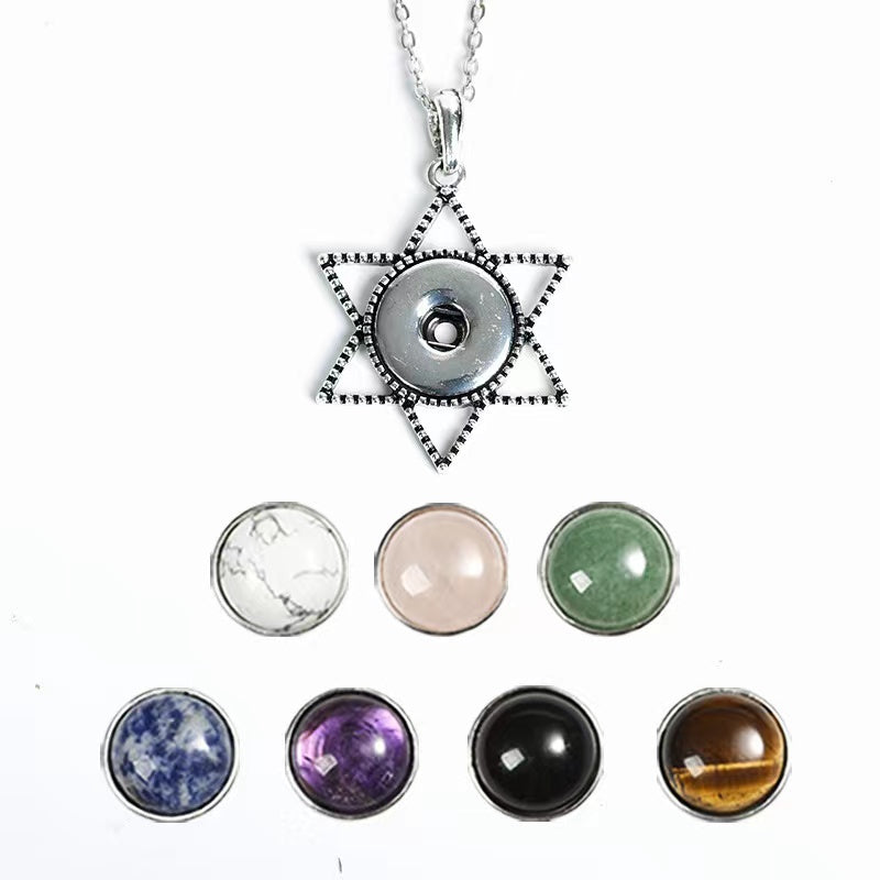 1 Pcs Personalized button crystal raw stone handmade diy pendant necklace material jewelry accessories