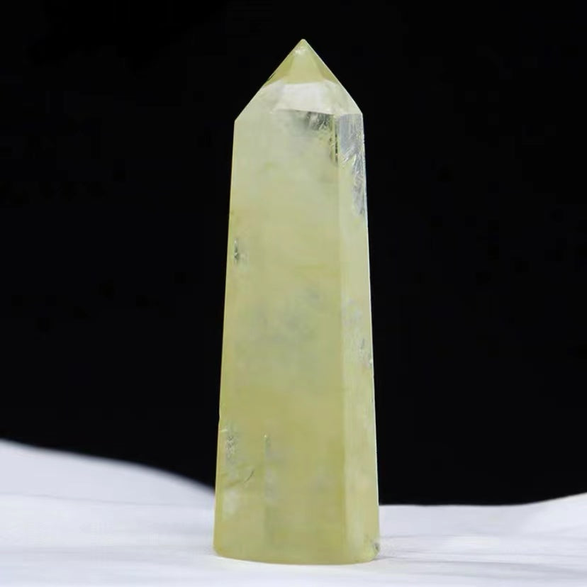 1 pcs Various materials of natural crystal tower powder yellow black amethyst column decoration home decoration landscape degaussing six-edge single-pointed column