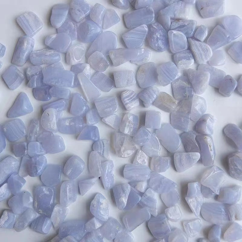 Natural blue lace agate 5-7mm chips bonsai paving manicure raw stone diffuser small particle crystal