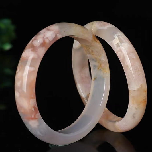 1 Pcs natural flower agate powder crystal bracelet bangle suitable for women's daily wear