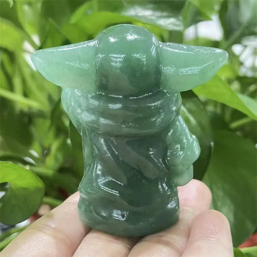 1 Pcs Green Aventurine handicraft Yoda carving natural crystal carving decoration