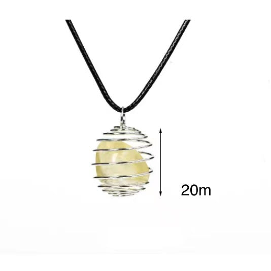 1 Pcs Natural crystal crushed stone pendant wrapped in silk European and American spring powder white amethyst wholesale irregular stone necklace