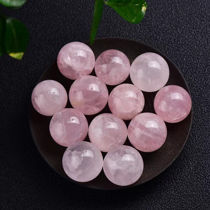 Natural crystal sphere rose quartz sphere decoration raw stone polishing