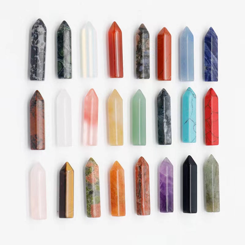 Natural crystal agate single point hexagon column DIY pendant hexagonal awl