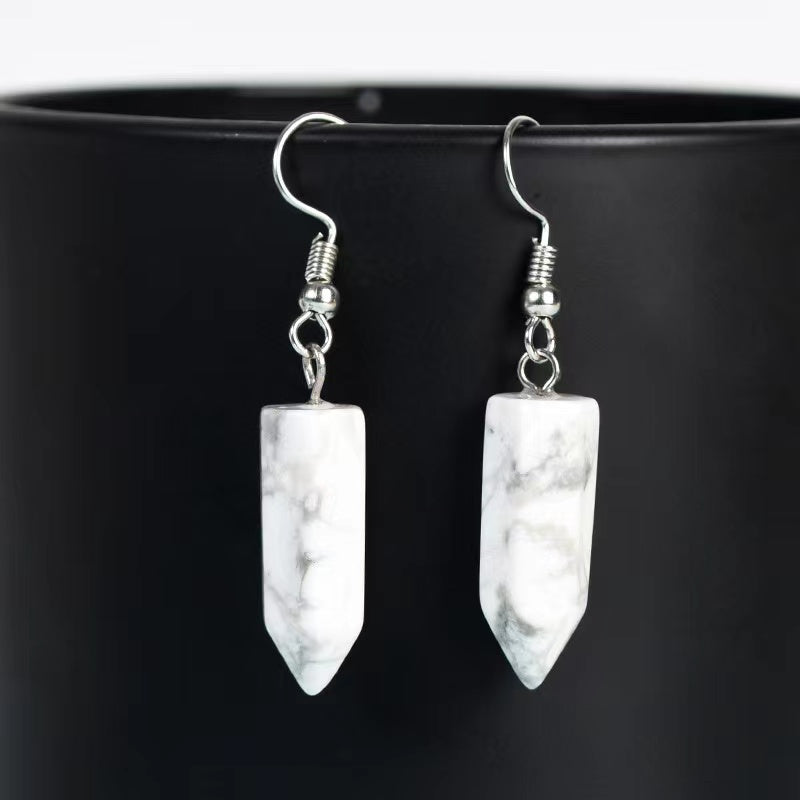 1 Pair Natural crystal raw stone earrings Cute crystal hexagonal stud earrings Temperament personality sweet earrings