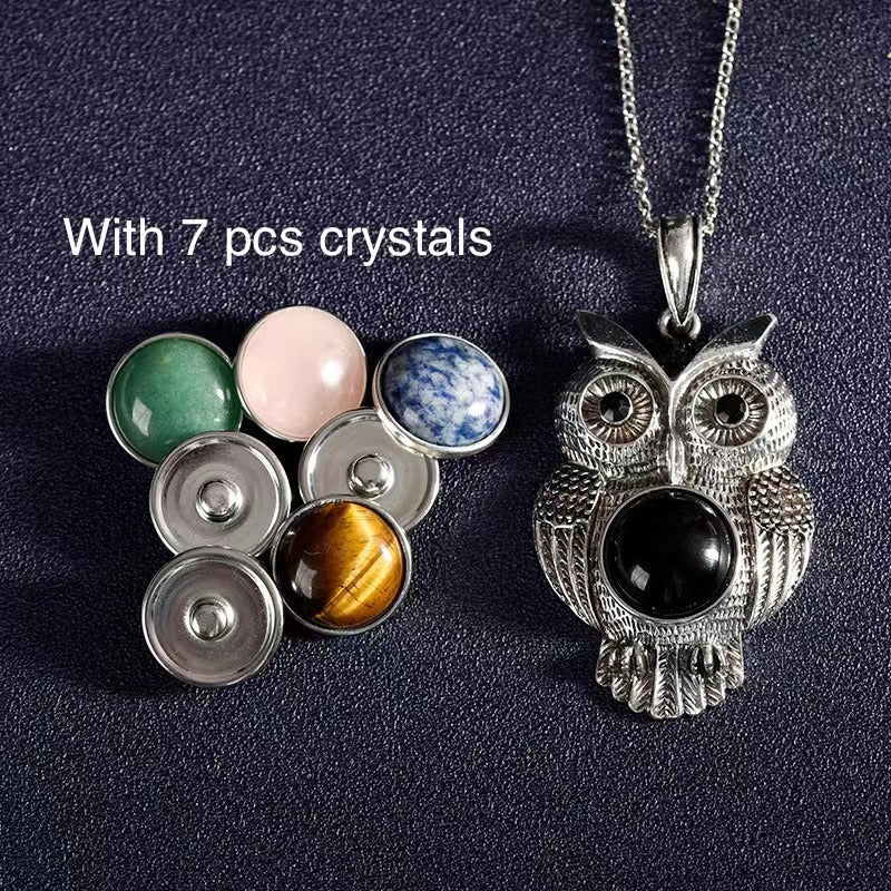 1 Pcs Personalized button crystal raw stone handmade diy pendant necklace material jewelry accessories