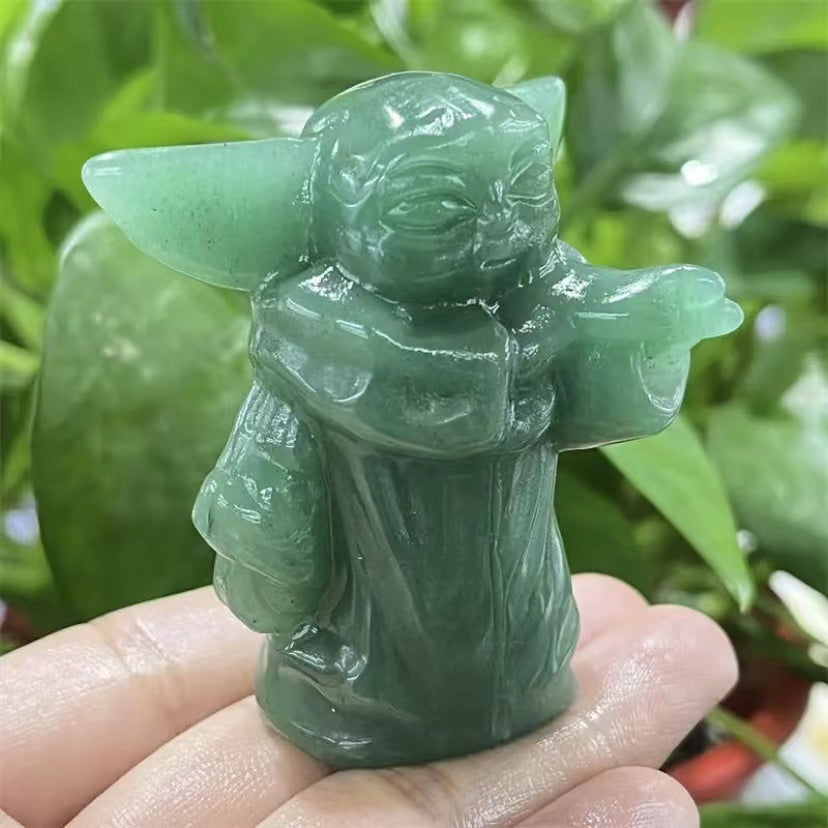 1 Pcs Green Aventurine handicraft Yoda carving natural crystal carving decoration