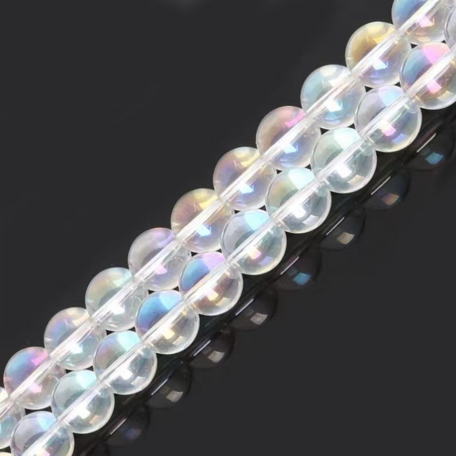 Natural Aura Clear Quartz  Bracelets Beads  Crown Chakra Bracelet  Reiki Yoga Mala