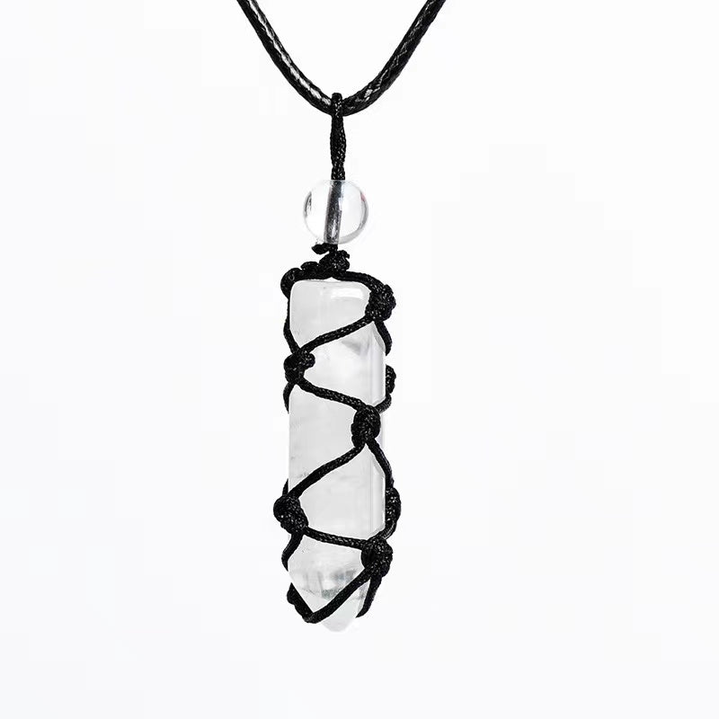 1 Pcs Natural crystal raw stone net cute crystal hexagonal pendant temperament personality sweet jewelry