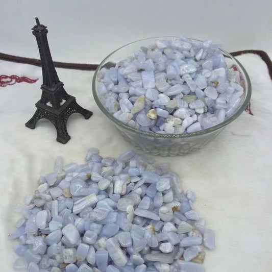 Natural blue lace agate 5-7mm chips bonsai paving manicure raw stone diffuser small particle crystal