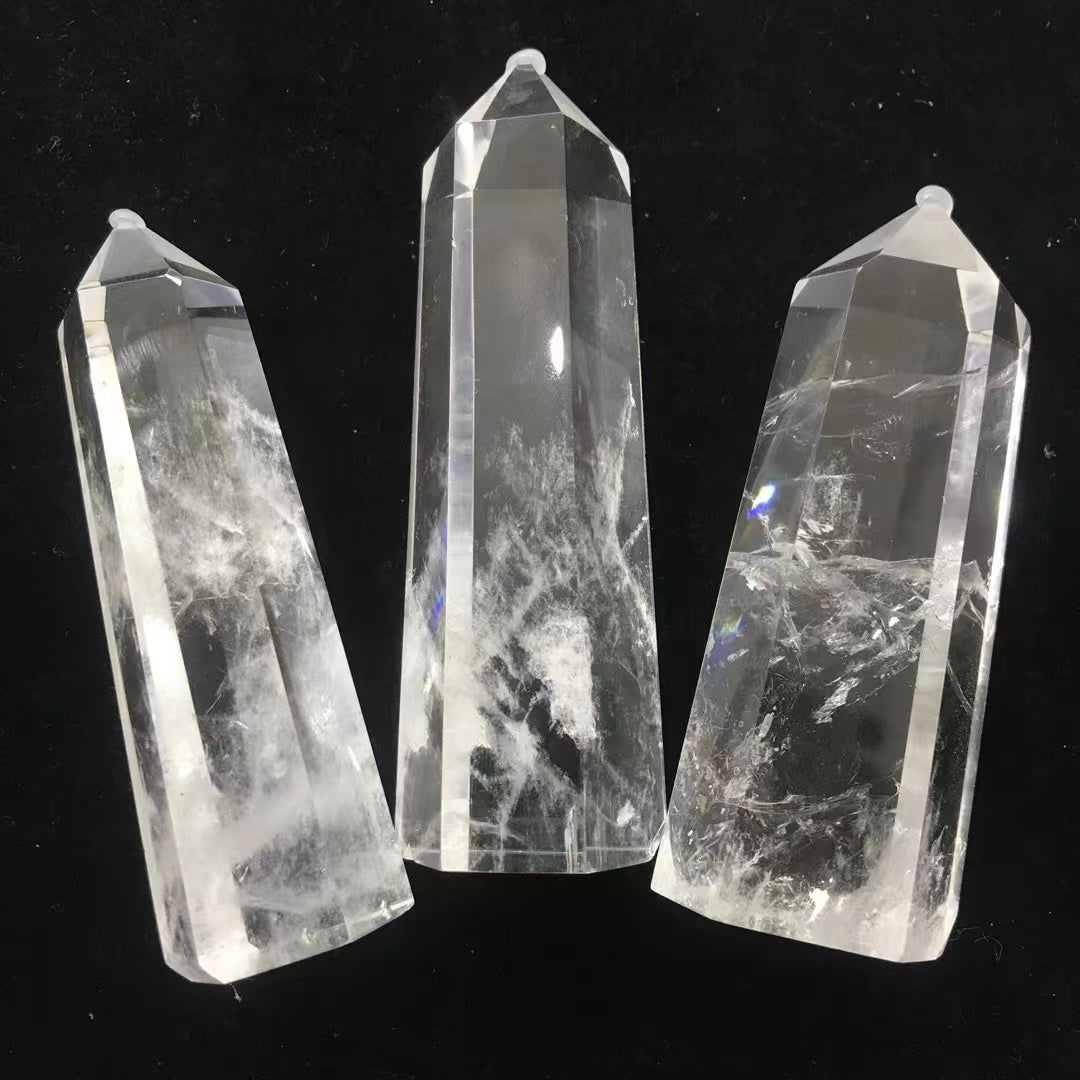 1PCS Natural clear quartz tower symbiotic hexagonal ornament single pointed living room office