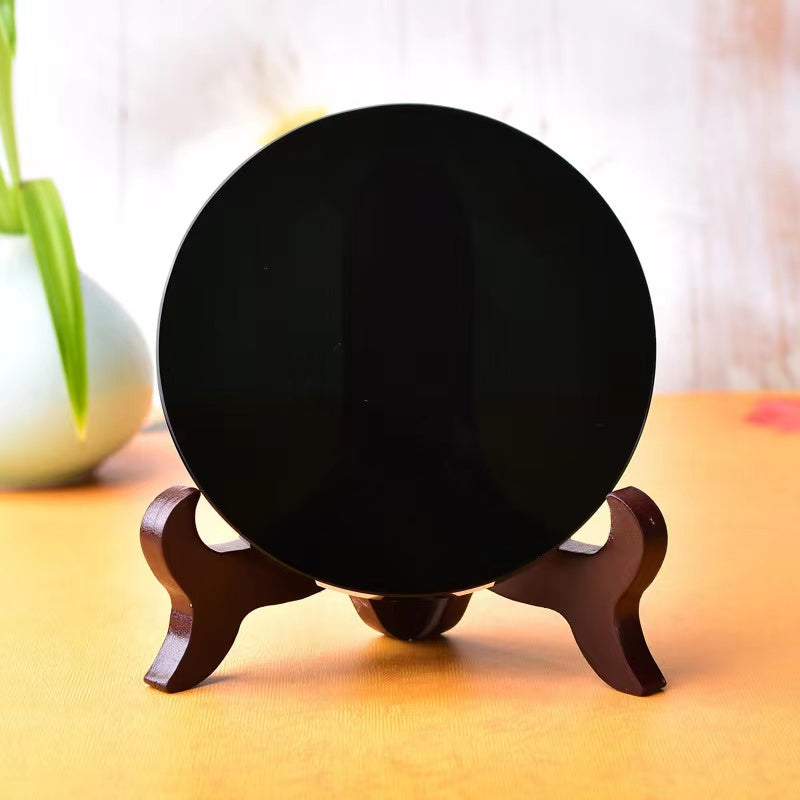 1 PCS Obsidian no event disc mirror disc home decoration seven star array flat plate spot manufacturers direct sales ornaments with stand for free