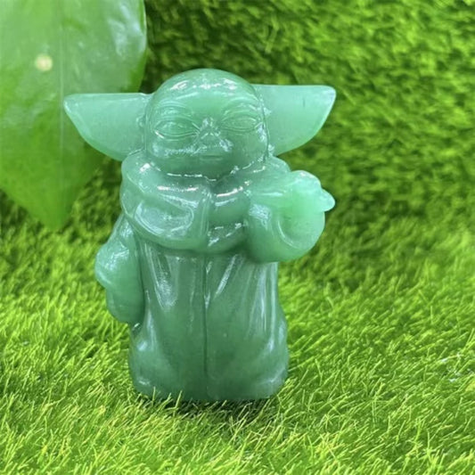 1 Pcs Green Aventurine handicraft Yoda carving natural crystal carving decoration