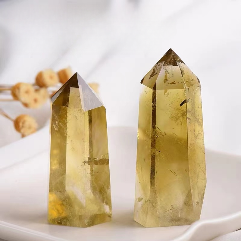 1 Pcs Natural citrine tower decoration home office crystal ornaments