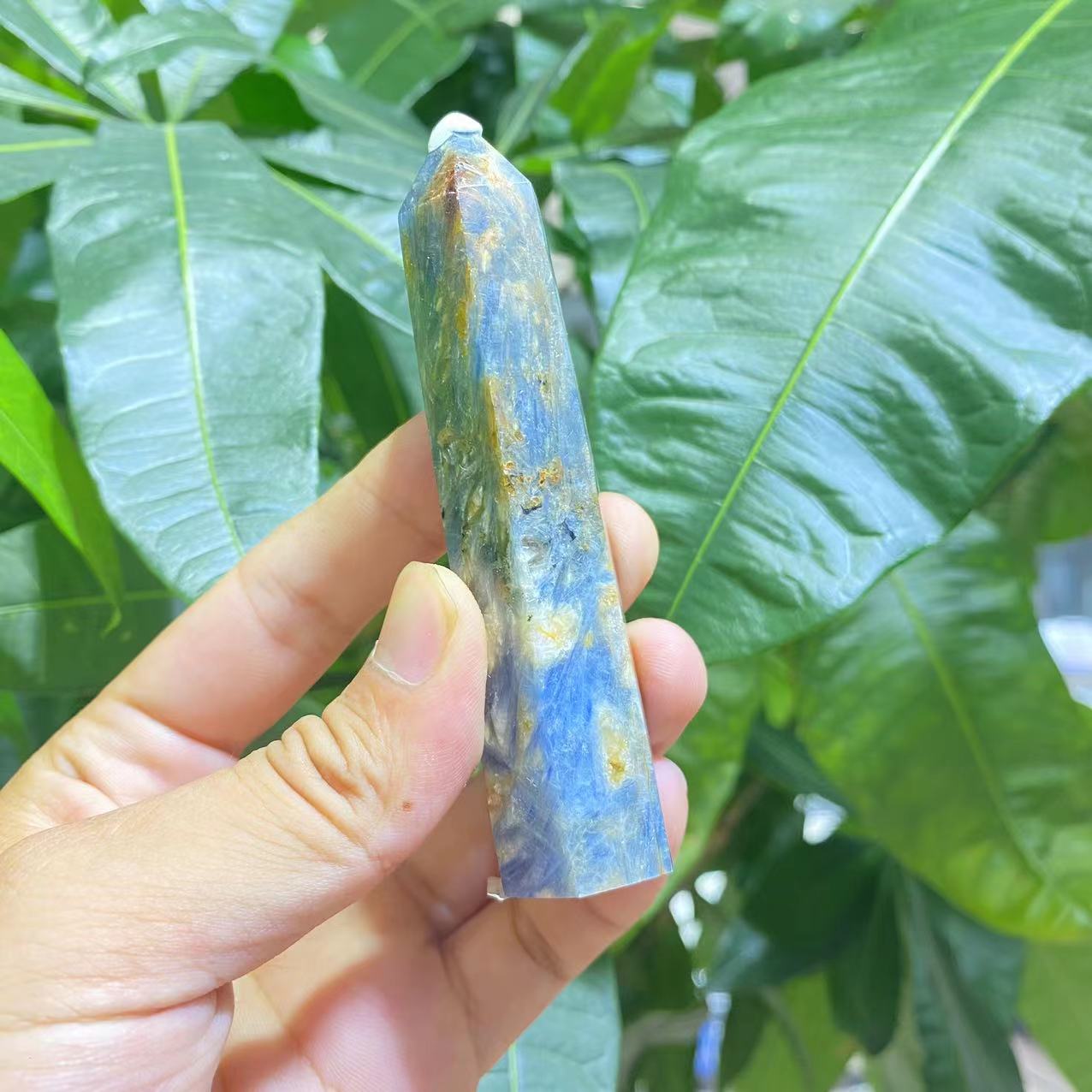 1pcs Natural kyanite tower symbiotic hexagonal ornament single pointed living room office