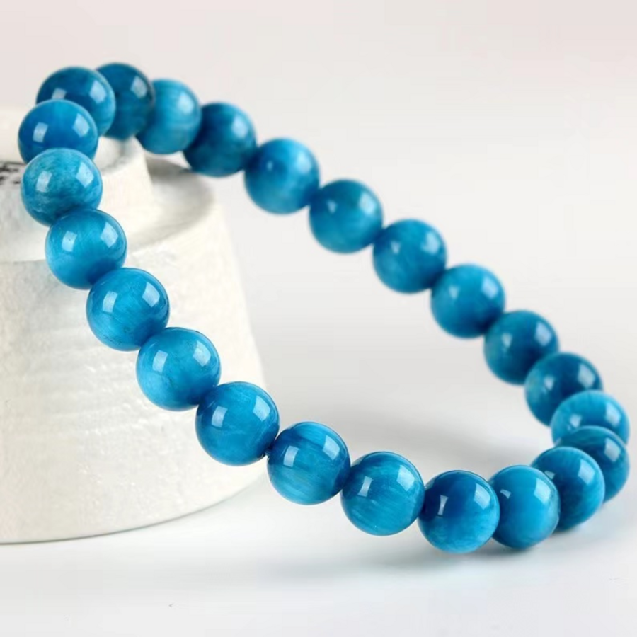 Natural Crystal Blue Apatite Bracelet Green Positive Energy Stone Men Women Wholesale Factory Direct Sales