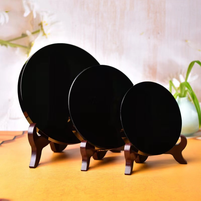 1 PCS Obsidian no event disc mirror disc home decoration seven star array flat plate spot manufacturers direct sales ornaments with stand for free