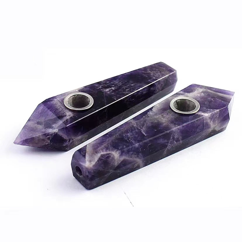 1Pcs Natural all kinds of materials crystal pipe transparent straight men's portable pipe handmade diy play display gift