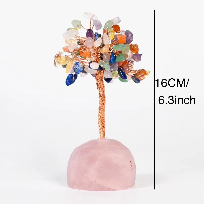 1 Pcs Colorful crystal seat crystal tree decoration crafts amethyst fortune tree home office desktop wishing tree decoration