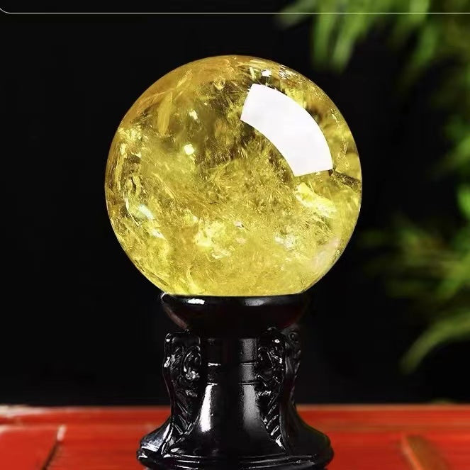 Natural crystal sphere citrine sphere decoration raw stone polishing