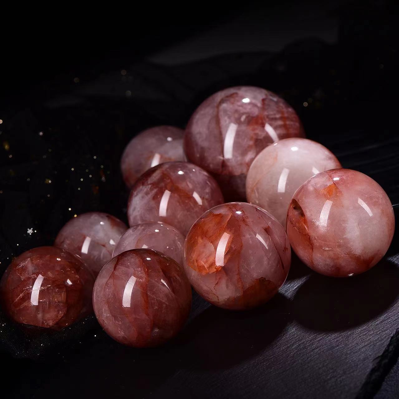 Natural crystal sphere fire quartz sphere decoration raw stone polishing