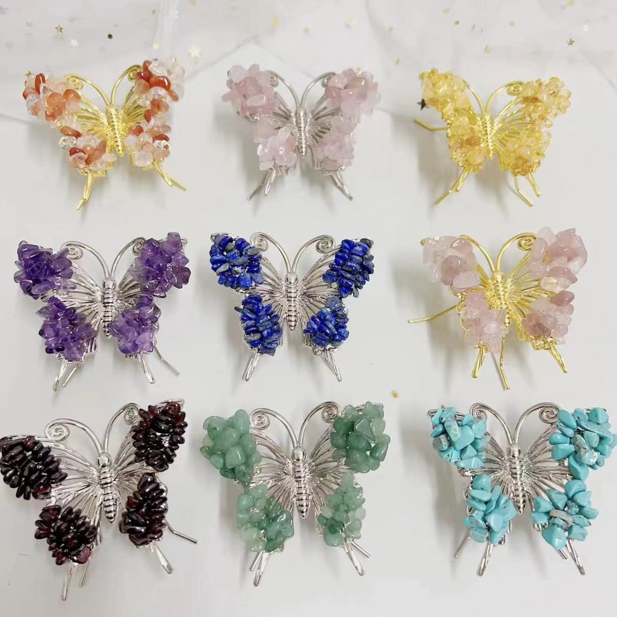 1PCS Creative crystal gravel butterfly ornaments crafts