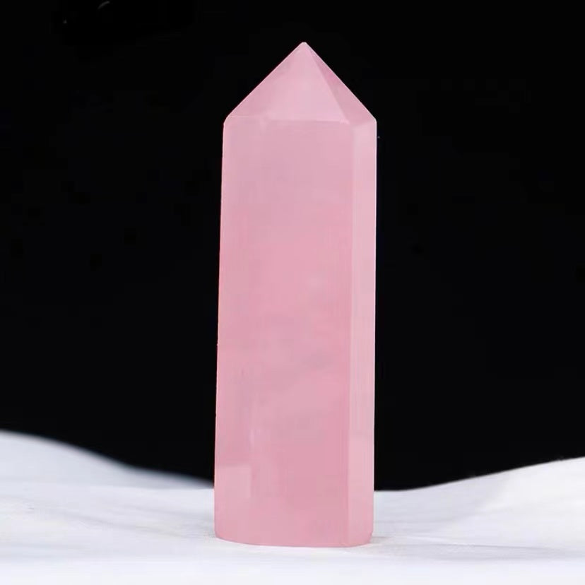 1 pcs Various materials of natural crystal tower powder yellow black amethyst column decoration home decoration landscape degaussing six-edge single-pointed column