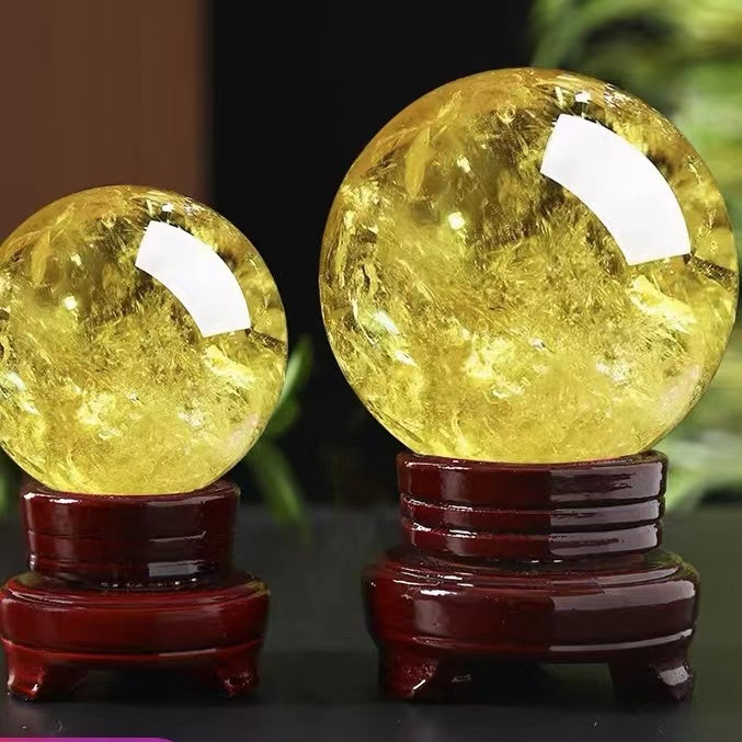 Natural crystal sphere citrine sphere decoration raw stone polishing