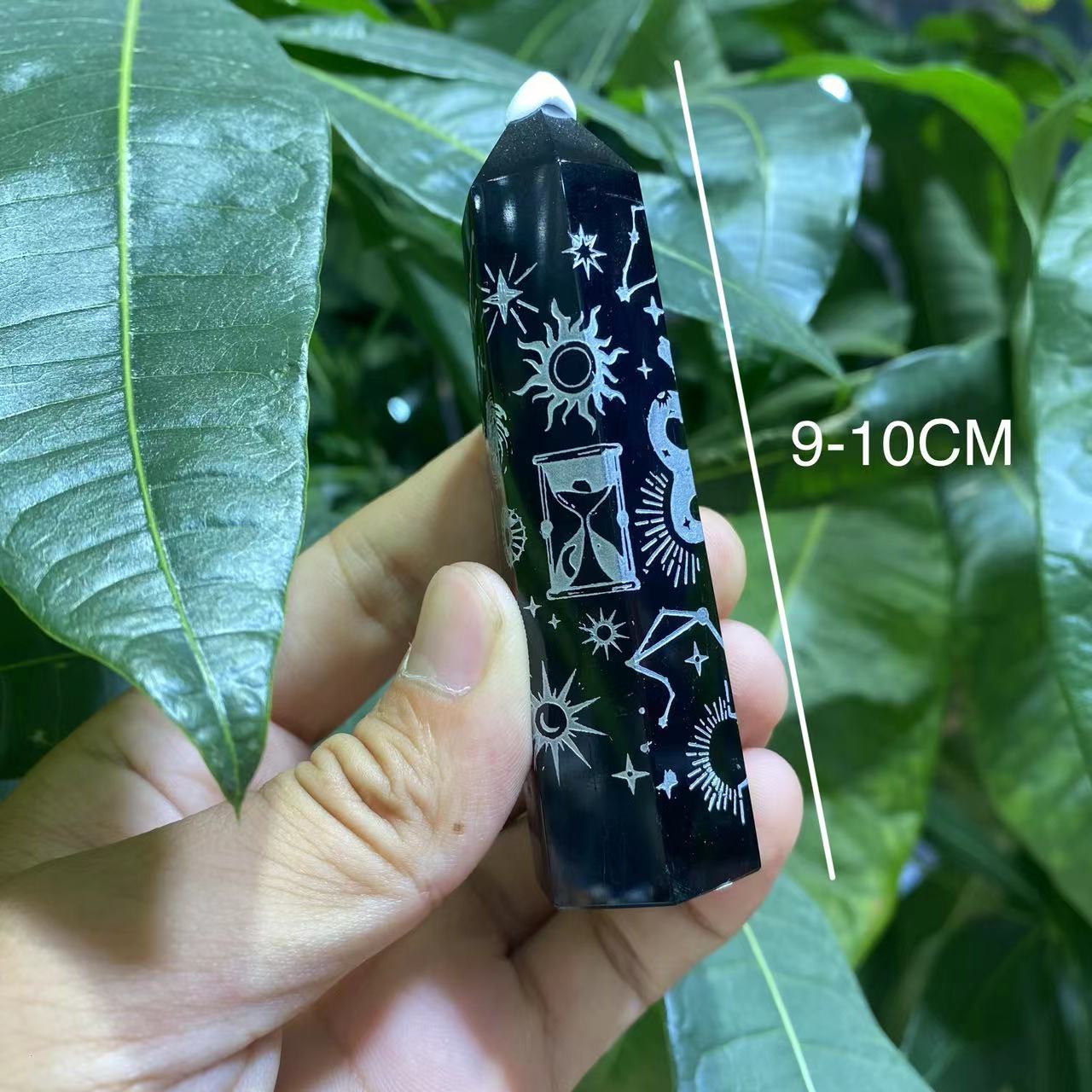 1PCS Natural obsidian tower hexagonal ornaments rough stone stars moon single pointed tower home table toppings