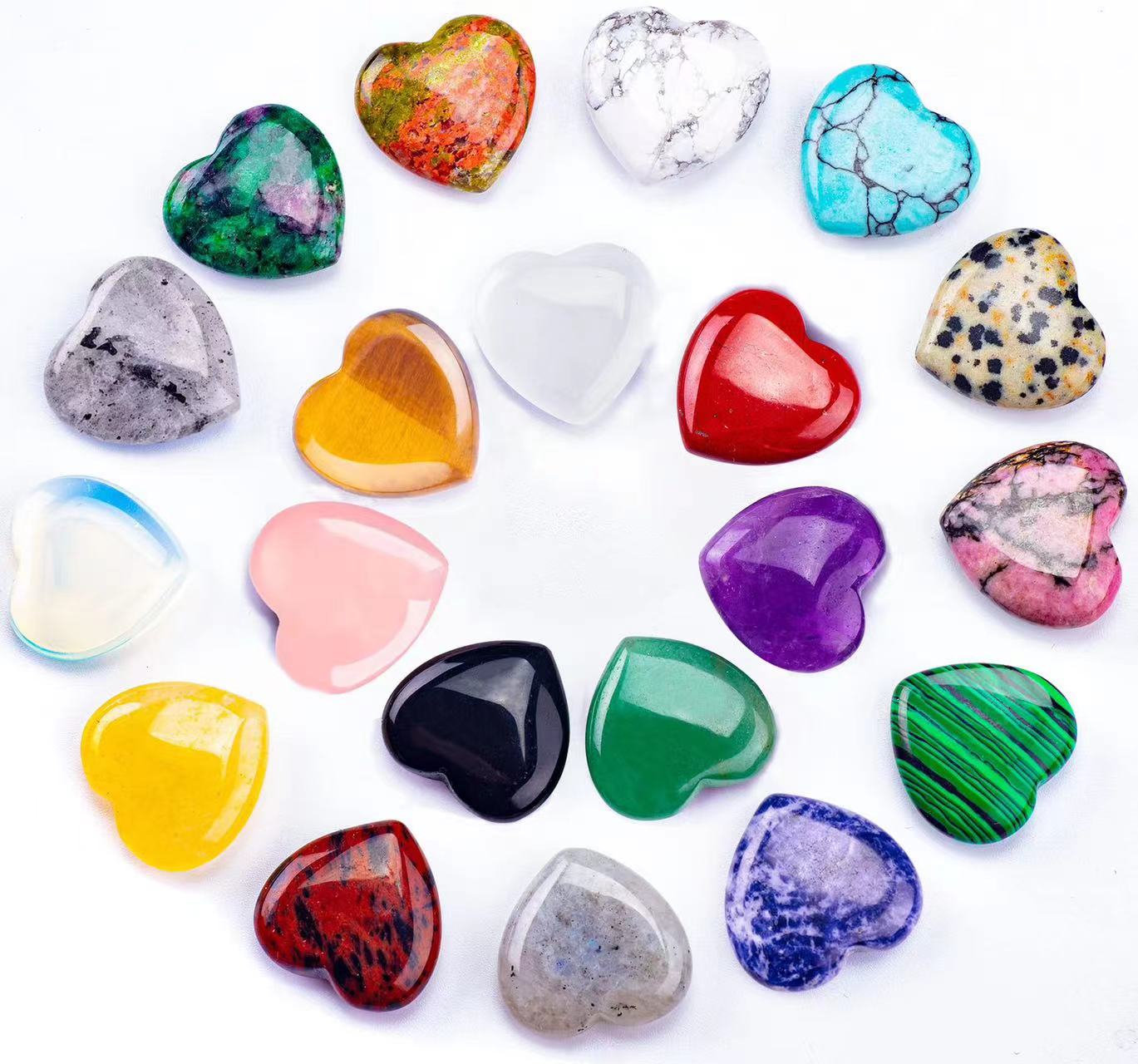 Natural crystal agate stone love figurines without holes 3CM heart-shaped bare stone diy jewelry decoration