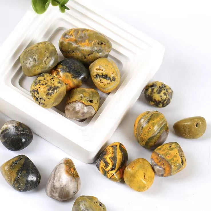 Natural bumblebee jasper stone 2-3CM tomble large grain decoration crystal stone degaussing stone fish tank flower pot landscape ornamental stone decoration